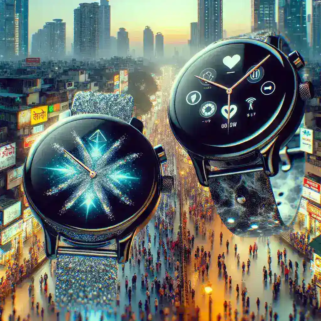 "Urban Stella and Onyx Smartwatches displayed side by side, showcasing their sleek designs and vibrant displays, highlighting features discussed in the article about their launch in India, including pricing and specifications."