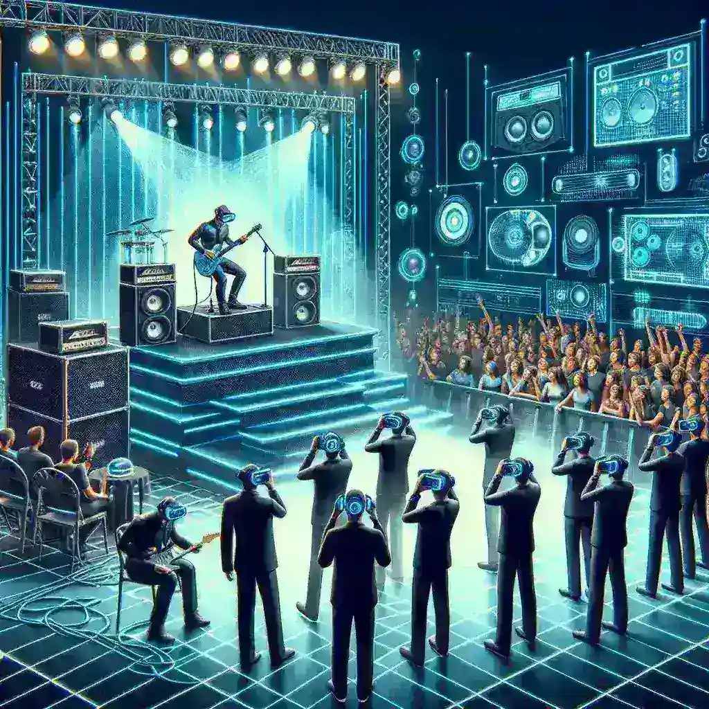 "Virtual Backstage Meet-and-Greet experience by Sony Music in VR, showcasing artists interacting with fans in a digital setting."